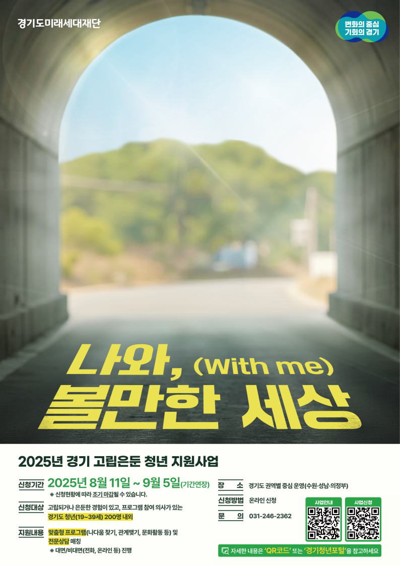 2025년 경기 고립 · 은둔청년 지원사업 2차 참여자 모집 이미지 1 - 본문에 자세한설명을 제공합니다.