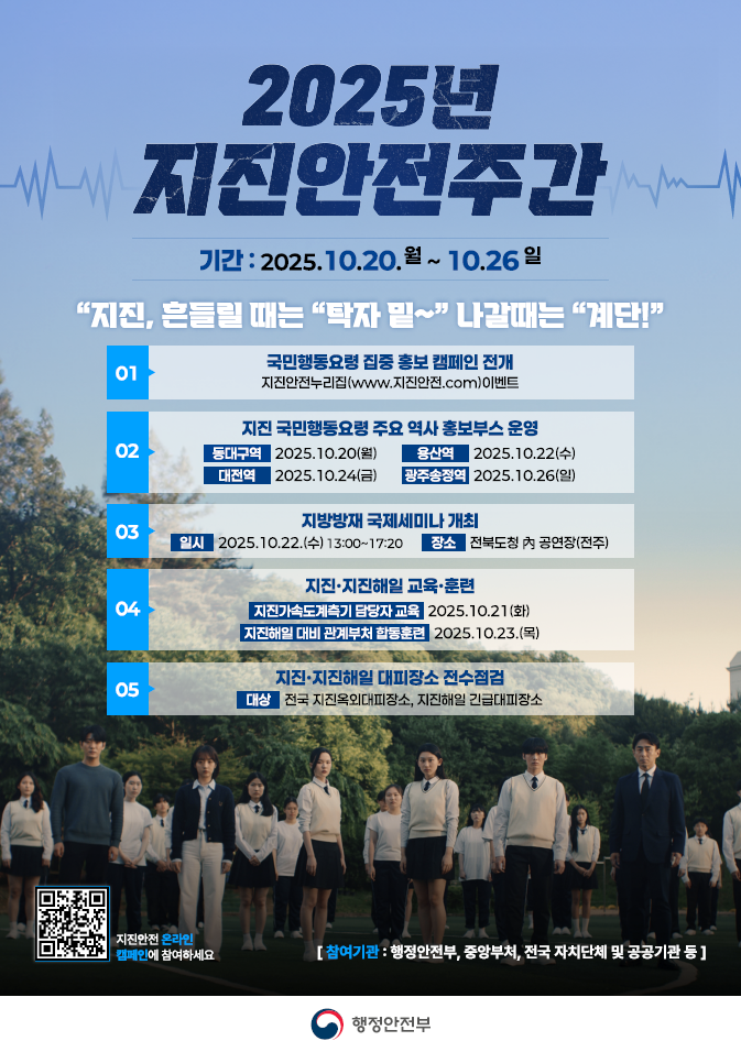 『2025 지진안전주간(10.20~10.26) 운영』 이미지 1 - 본문에 자세한설명을 제공합니다.