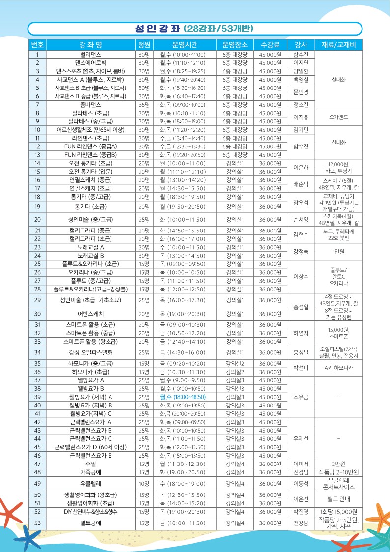 2024년 3분기 갈매동 주민자치센터 수강생 모집 안내 이미지 2 - 본문에 자세한설명을 제공합니다.