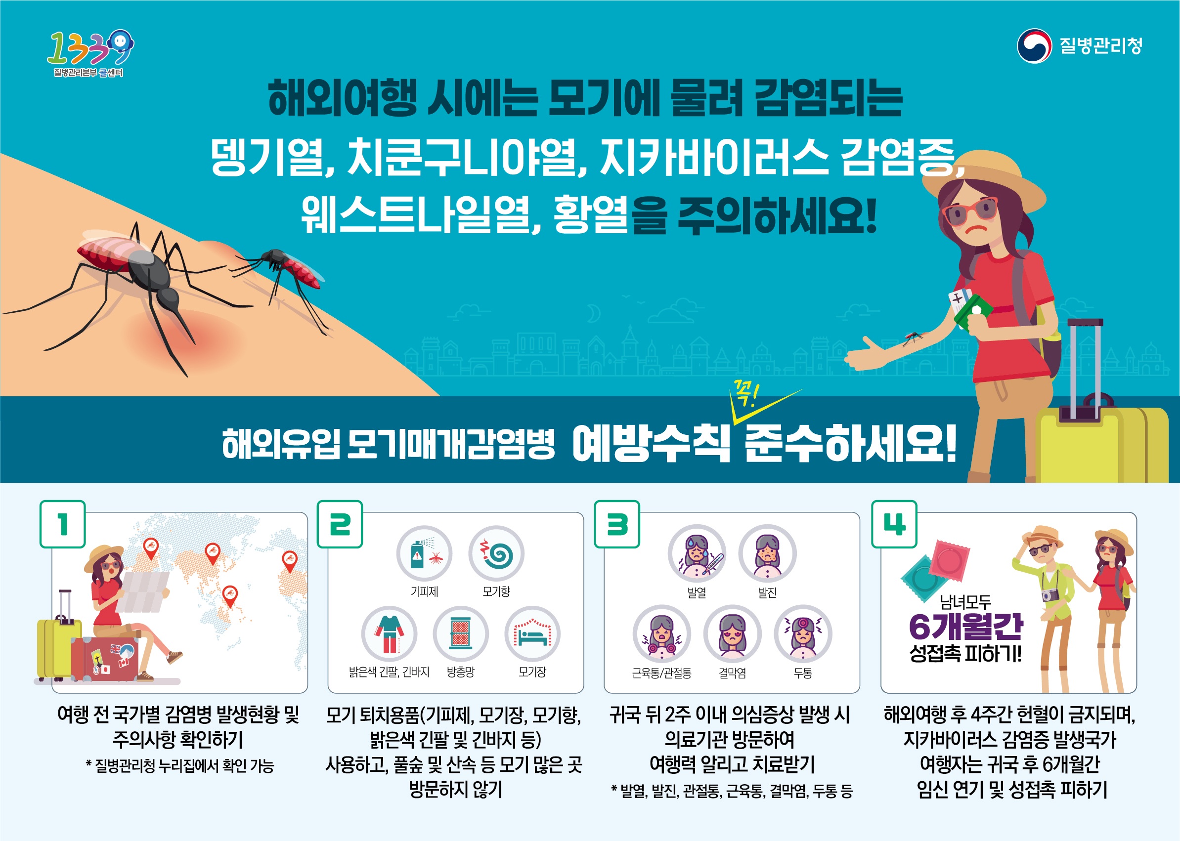 해외유입 모기매개 감염병 예방수칙 홍보 이미지 2 - 본문에 자세한설명을 제공합니다.