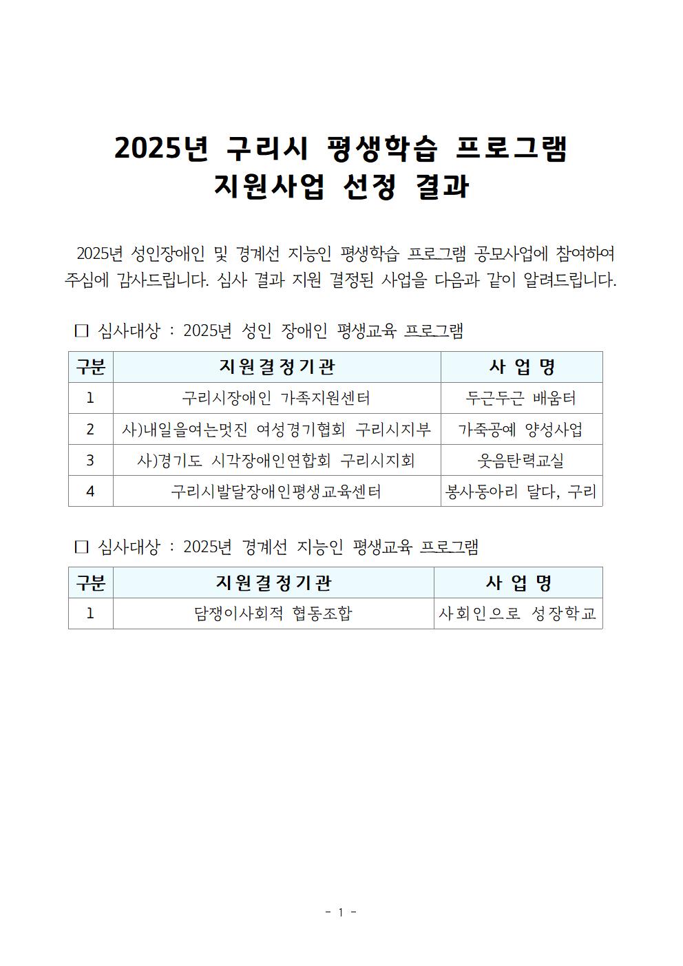 [2025년 구리시 평생학습 프로그램 지원사업 선정 결과] 이미지 1 - 본문에 자세한설명을 제공합니다.