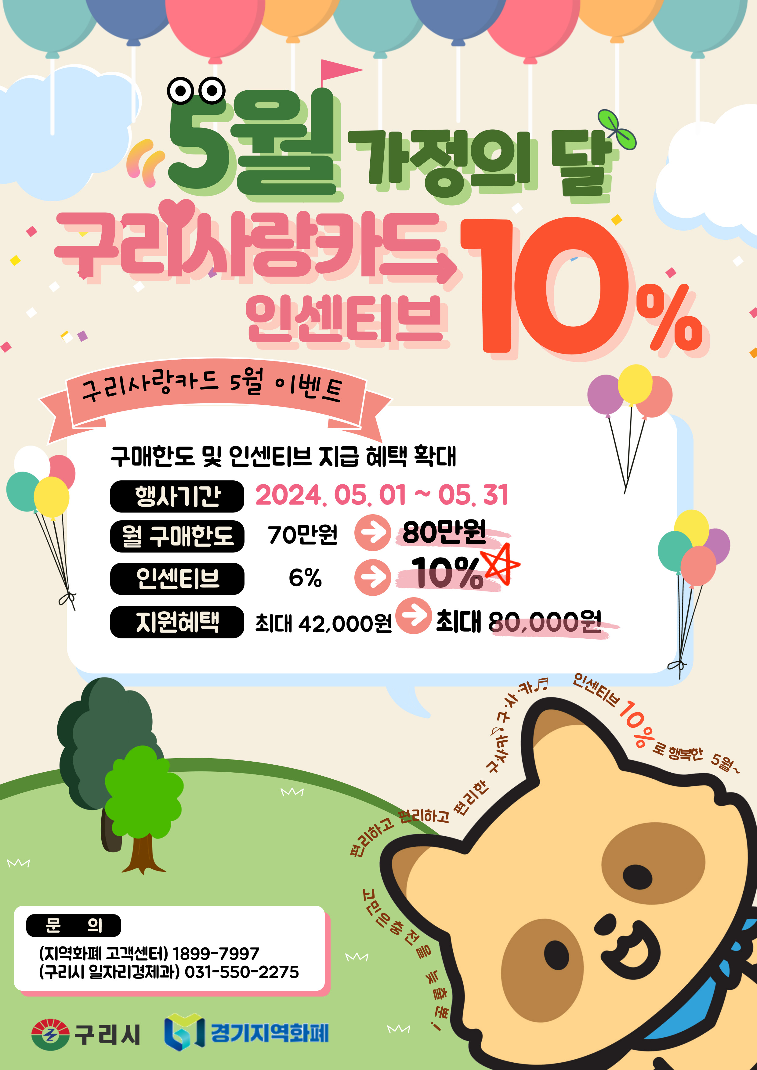 2024년 5월 구리사랑카드 인센티브 혜택 확대 안내 이미지 1 - 본문에 자세한설명을 제공합니다.