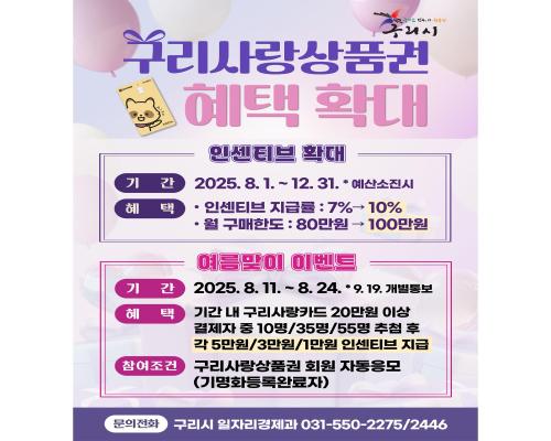 구리사랑카드 혜택 확대 이미지