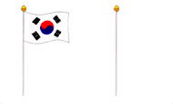 국기만 달 때:태극기를 왼쪽에 게양한다.